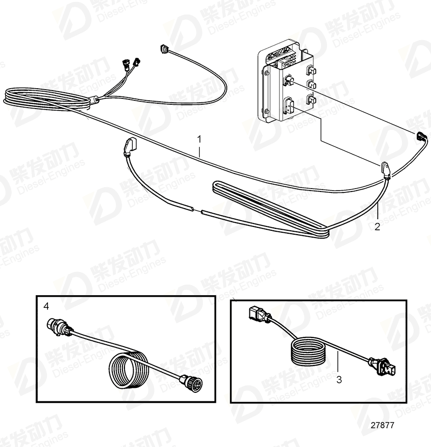 volvo penta Wiring harness, extension cable 21939134 Drawing volvo penta Wiring harness, extension cable 21939134 Drawing